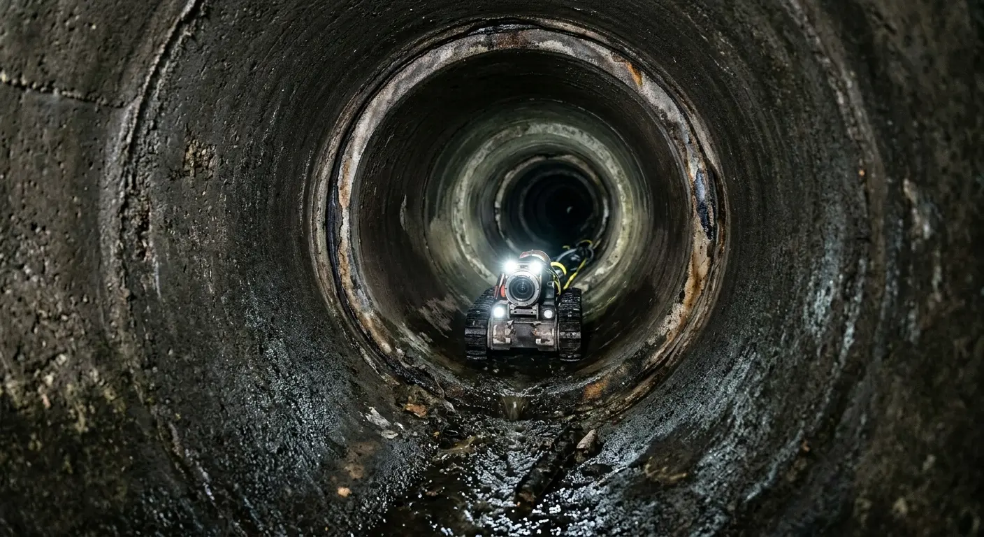 Robotic sewer camera inspecting pipe interior for Sewer Line Repair in Amelia